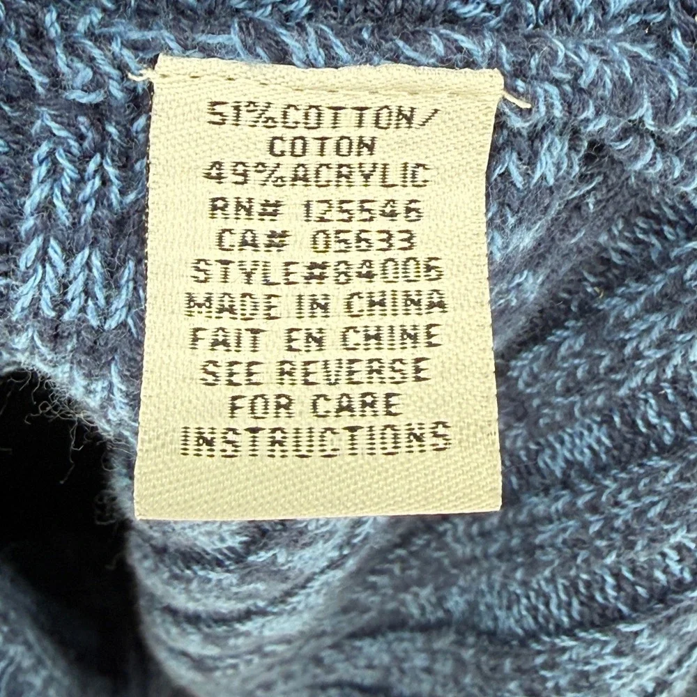 Habitat Sweater Women XL Blue Ribbed Mock Neck Lagenlook Coastal Oversized NEW